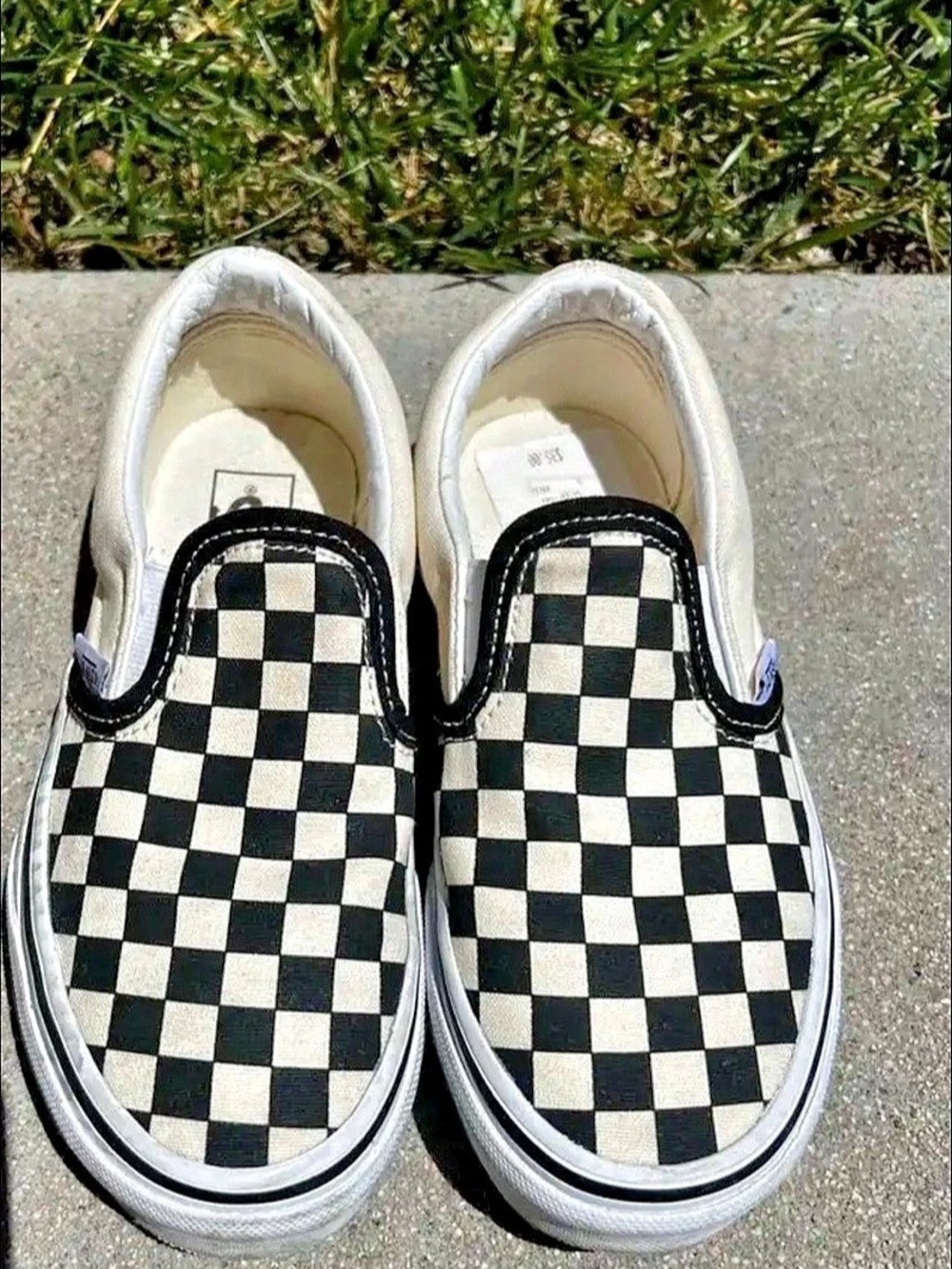 Vans Classic Slip-On Checkerboard Sneakers Black & White US 7